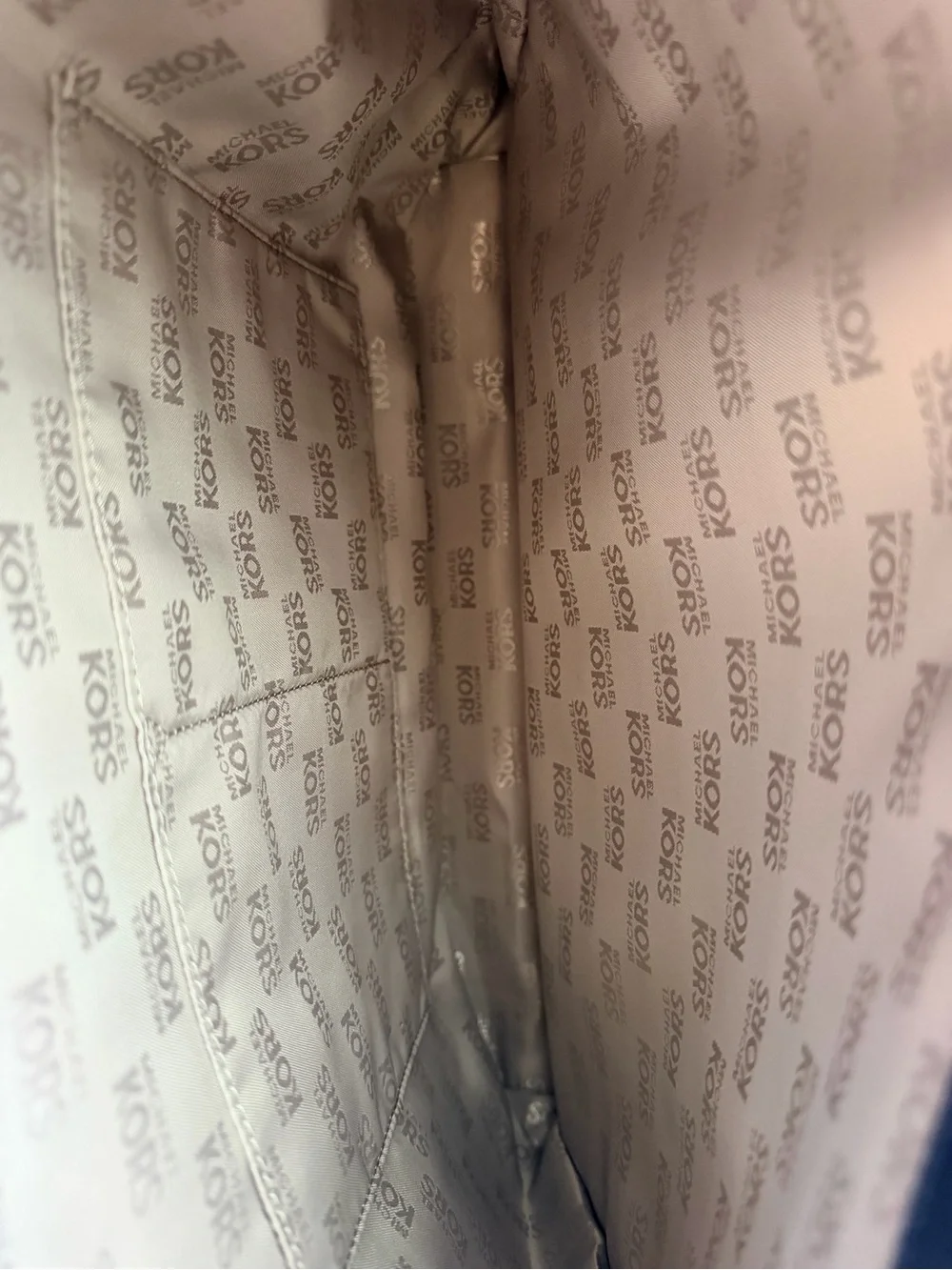 Michael Kors Jet Set Blue MK Monogram Jacquard Flap Pocket Tote Bag